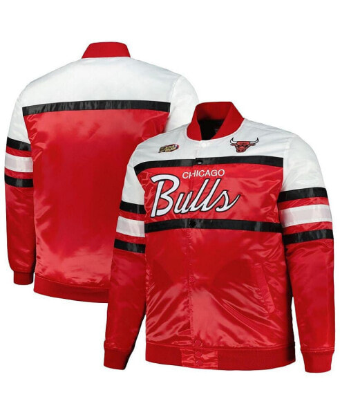 Men's Red, White Chicago Bulls Big and Tall Heavyweight Full-Snap Satin Jacket