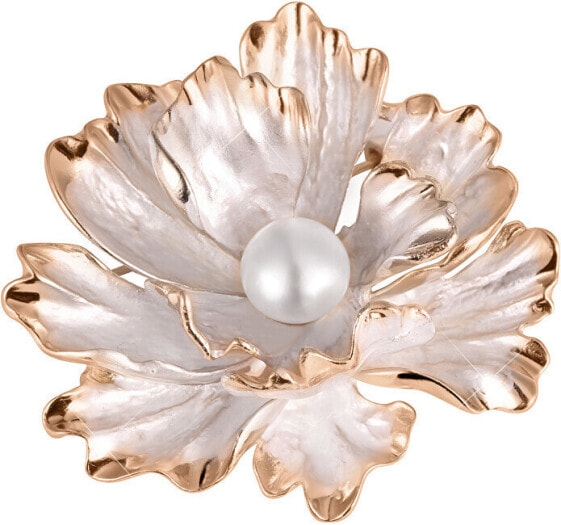 Unique 2in1 flower brooch with real pearl JL0573