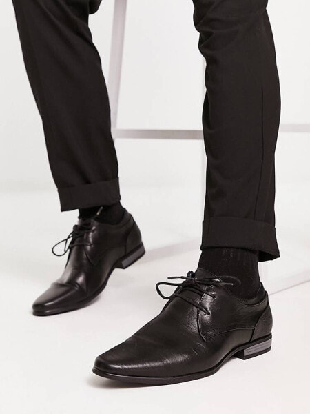 River Island formal pointed derby shoes in black