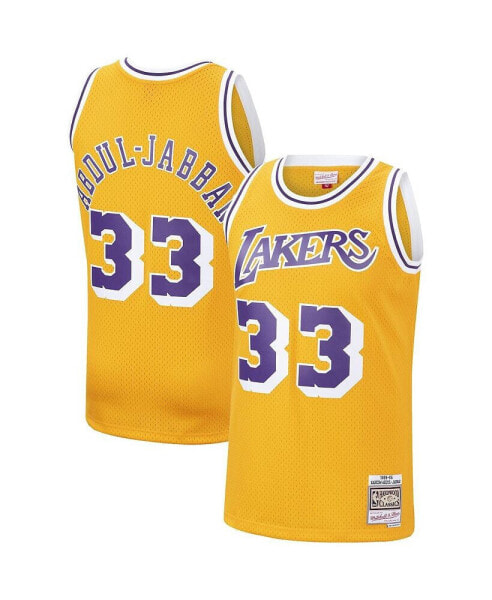 Men's Kareem Abdul-Jabbar Gold Los Angeles Lakers 1984-85 Hardwood Classics Swingman Jersey