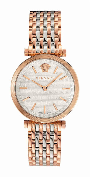 Versace Uhr Damen V-Twist Silber Roségold Stahlarmband Gehäuse 36mm VELS00719