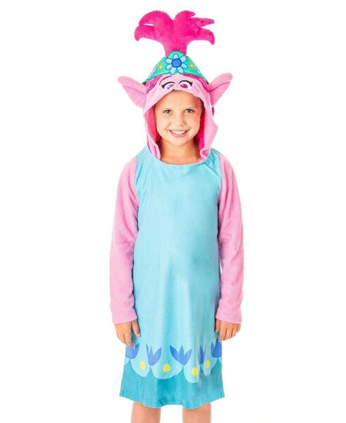 Girls Dreamworks Movie Poppy Character Hooded Costume Pajama Nightgown