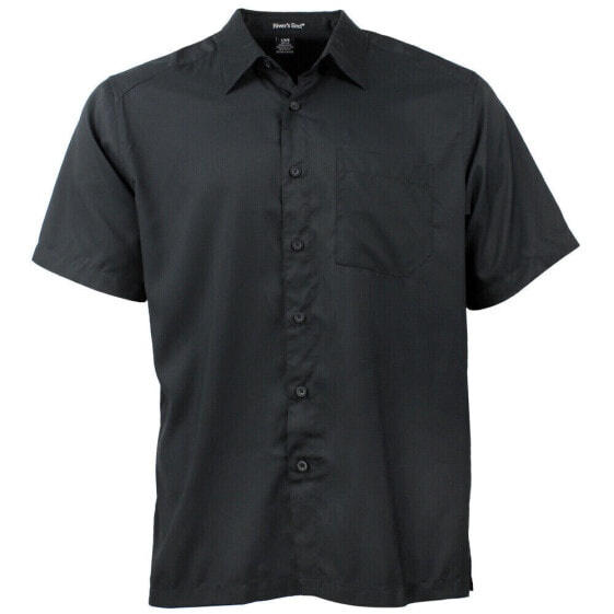 River's End Camp Short Sleeve Button Up Shirt Mens Black Casual Tops 770-BK