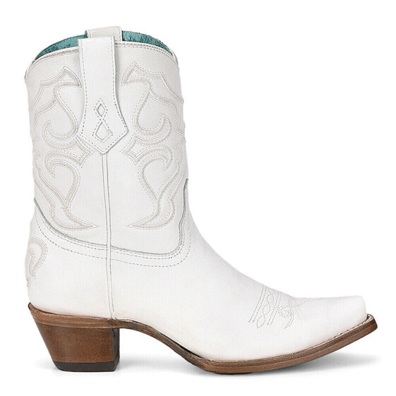 Corral Boots White Embroidery Ankle Snip Toe Cowboy Booties Womens White Casual