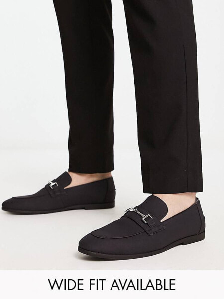 ASOS DESIGN loafers in black faux suede with snaffle detail