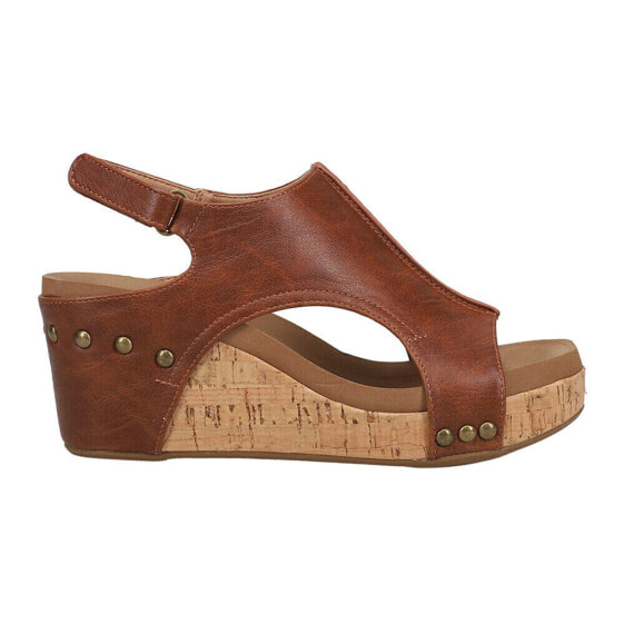 Corkys Carley Studded Wedge Womens Brown Casual Sandals 30-5316-BRBN