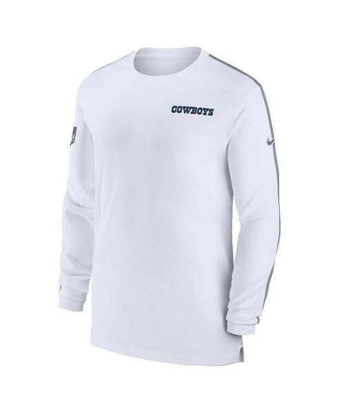 Men's White Dallas Cowboys Sideline Coach UV Performance Long Sleeve T-Shirt