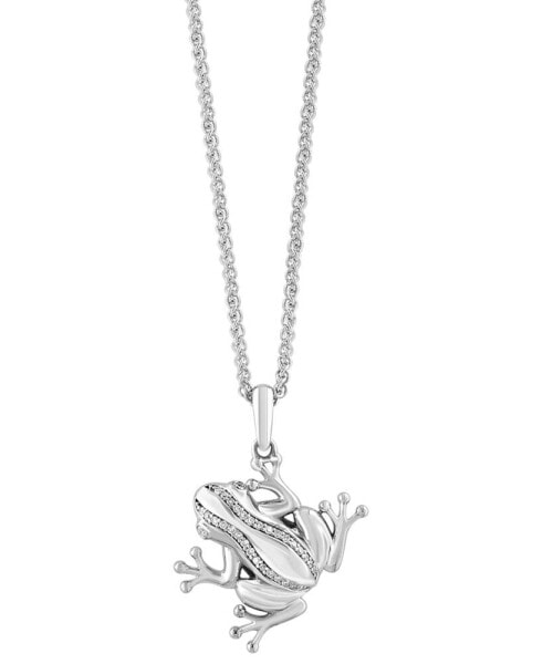 EFFY® Diamond Frog 18" Pendant Necklace (1/8 ct. t.w.) in Sterling Silver