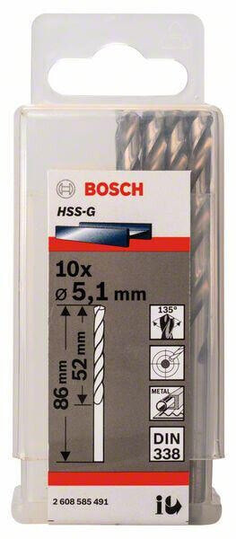 Bosch Metallbohrer HSS-G, DIN 338 5,1 x 52 x 86 mm