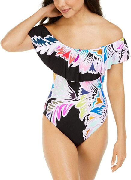 Trina Turk 284660 Women's Bandeau One Piece Swimsuit, Multi//Seychelles, 4