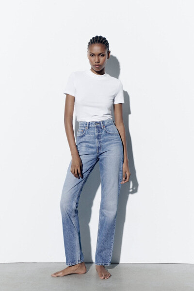 High-rise straight-fit trf jeans