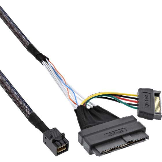 InLine U.2 connection cable - SSD with U.2 (SFF-8639) to SFF-8643 + power - 0.75m