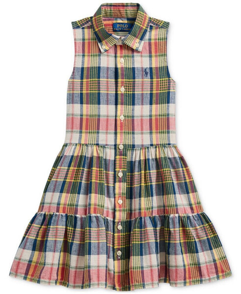 Toddler & Little Girls Angela Plaid Cotton Madras Shirtdress