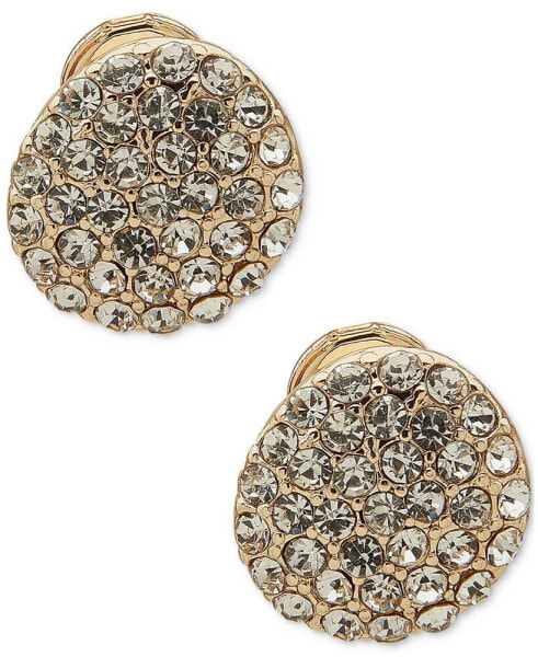 Gold-Tone Pavé Cluster Clip-On Button Earrings