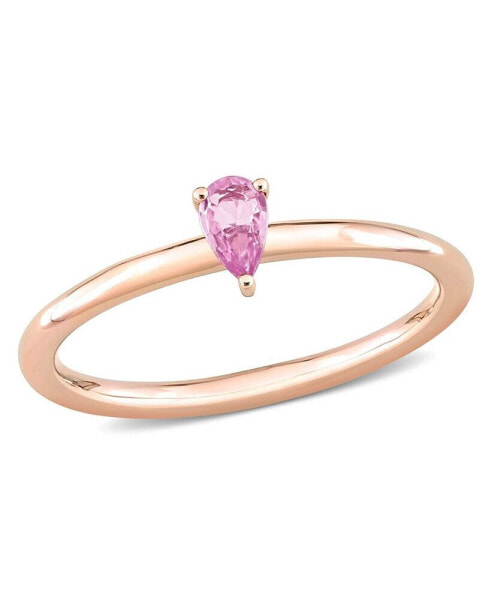 Pink Sapphire (1/4 ct. t.w.) Pear Stackable Ring in 10K Rose Gold
