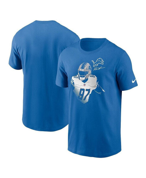 Men's Aidan Hutchinson Blue Detroit Lions Player Graphic T-shirt