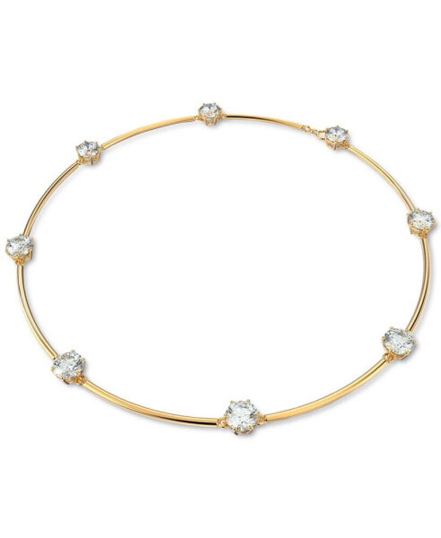 Swarovski gold-Tone Crystal Studded Choker Necklace, 14-1/8" + 2" extender