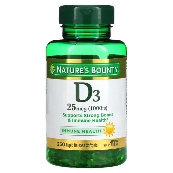 Витамин D Nature's Bounty D3, 250 мкг (10 000 МЕ), 72 мягкие капсулы быстрого действия