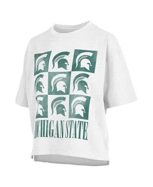 Women's White Distressed Michigan State Spartans Motley Crew Andy Waist Length Oversized T-shirt