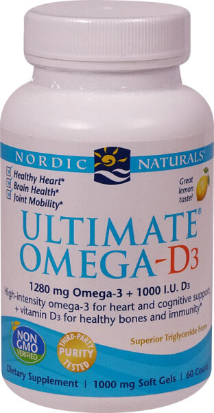 Nordic Naturals Ultimate Omega-D3 Lemon  Омега-3 из рыбьего жира+витамин D3 для дополнительной поддержки костей, настроения и иммунитета
