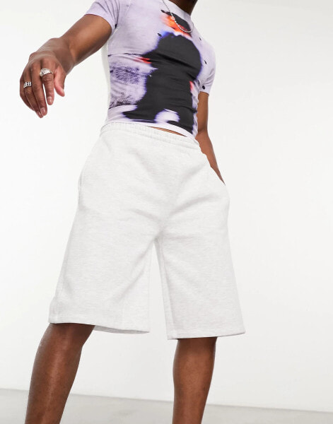 COLLUSION jersey skate short in grey marl