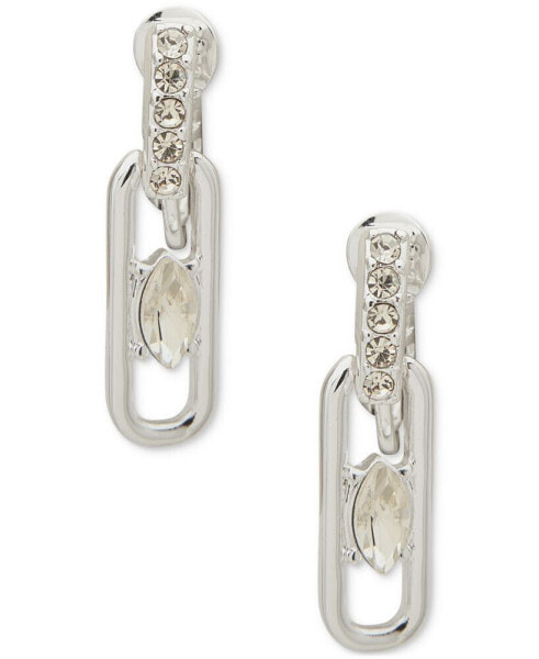 Silver-Tone Crystal Navette Linear Clip Earrings