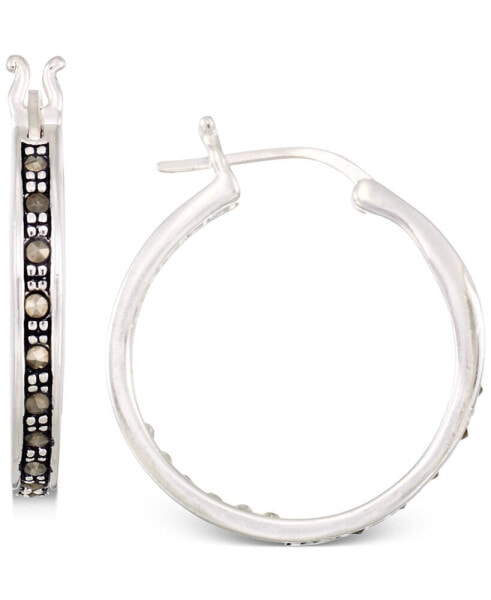 Серьги Macy's Marcasite & Crystal Small Hoop