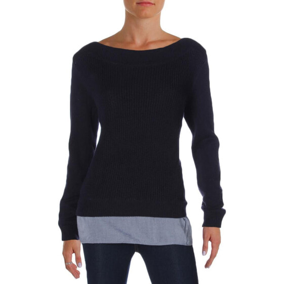Tommy Hilfiger Women's Long Sleeve Boat Neck Sweater Midnight Size M