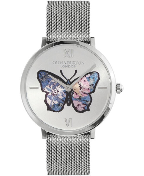 Часы и аксессуары Olivia Burton Часы "Бабочка" из нержавеющей стали с сетчатым ремешком 35 мм