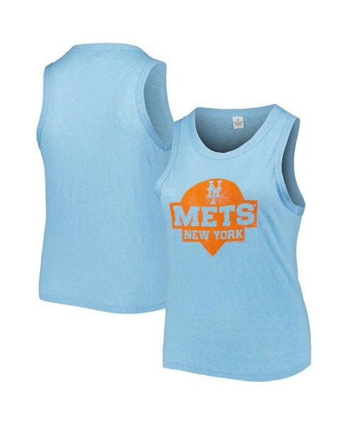 Women's Light Blue New York Mets Plus Size High Neck Tri-Blend Tank Top