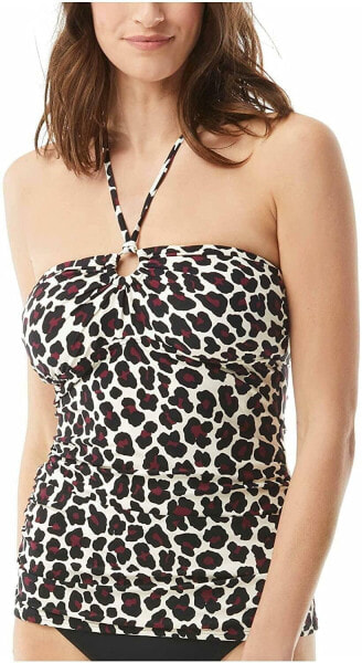 Michael Michael Kors 276921 Black Animal Print Shirred Bandeau Tankini Swim, XS