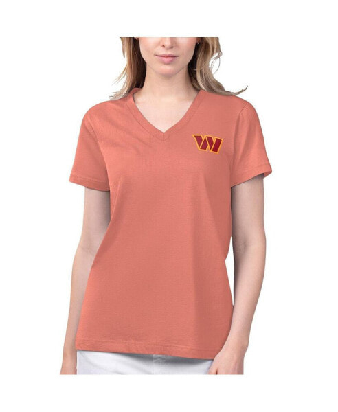 Women's Coral Washington Commanders Game Time V-Neck T-shirt