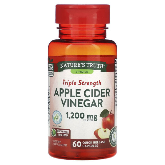 Triple Strength Apple Cider Vinegar, 1,200 mg, 60 Quick Release Capsules (600 mg per Capsule)