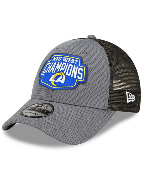 Men's Graphite Los Angeles Rams 2021 NFC West Division Champions 9FORTY Trucker Snapback Hat