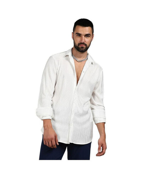 Men's Chalk White Pleat-Creased Shirt