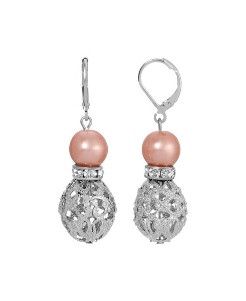 Crystal Acrylic Filigree Bead Drop Earrings