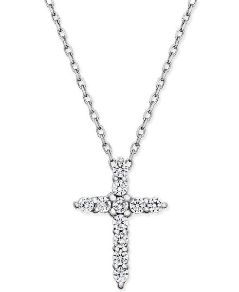 Macy's diamond Cross Pendant Necklace (1/4 ct. t.w.) in 14k White Gold