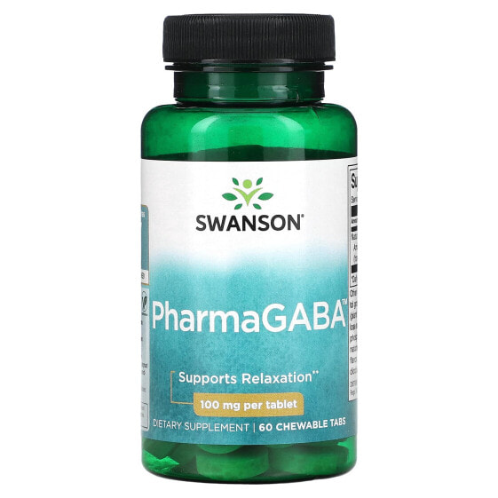Swanson, PharmaGABA, 100 мг, 60 жевательных таблеток