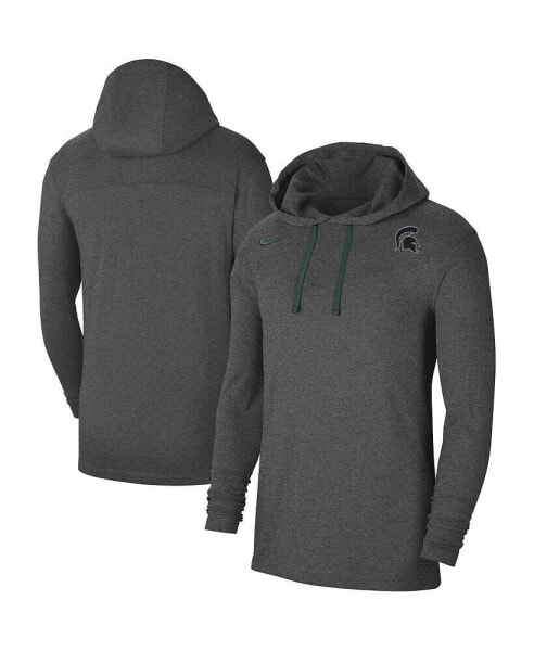 Men's Heathered Charcoal Michigan State Spartans Off-Field Performance Long Sleeve Hoodie T-shirt