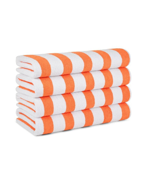 Cali Cabana Striped Beach Towels (4 Pack), 30x60 in., Color Options 100% Soft Cotton