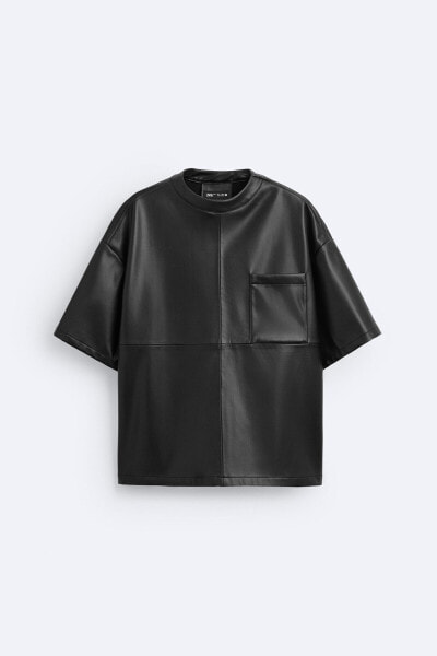 Leather effect t-shirt