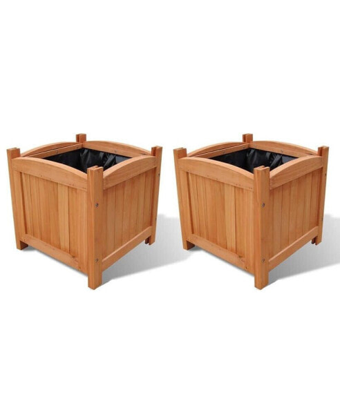 Wooden Raised Bed 11.8" x 11.8" x 11.8" Set of 2