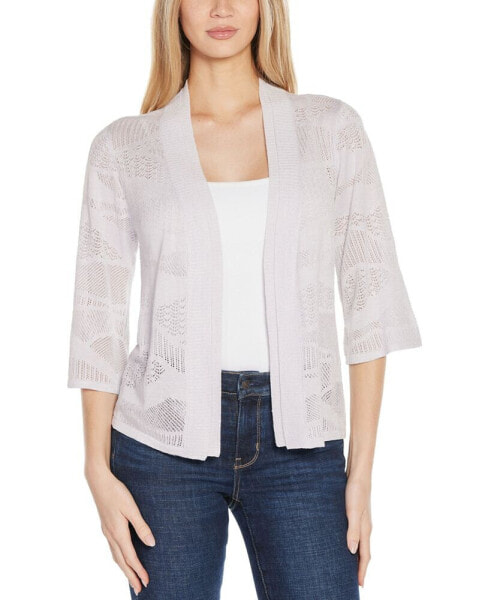 Women's Metallic Pointelle Stitch Cardigan