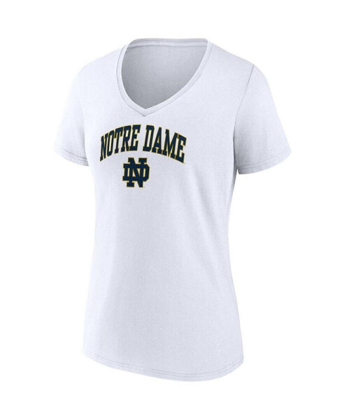 Women's White Notre Dame Fighting Irish Evergreen Campus V-Neck T-shirt