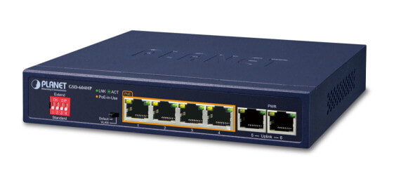 Planet GSD-604HP - Unmanaged - Gigabit Ethernet (10/100/1000) - Power over Ethernet (PoE)