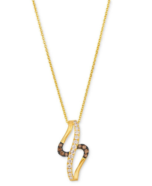 Nude Diamond & Chocolate Diamond Abstract 20" Adjustable Pendant Necklace (1/4 ct. t.w.) in 14k Gold