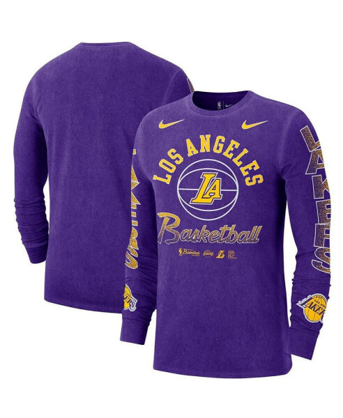 Men's Purple Los Angeles Lakers Courtside Retro Elevated Long Sleeve T-shirt