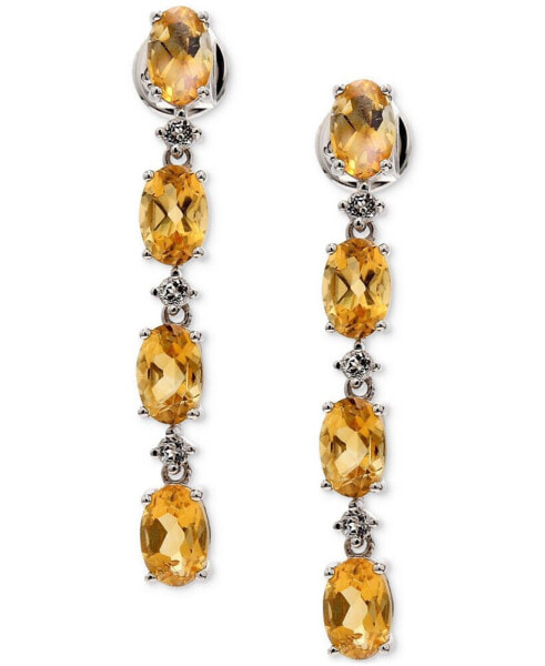 Citrine (3-1/5 ct. t.w.) & White Topaz (5/8 ct. t.w.) Linear Drop Earrings in Sterling Silver