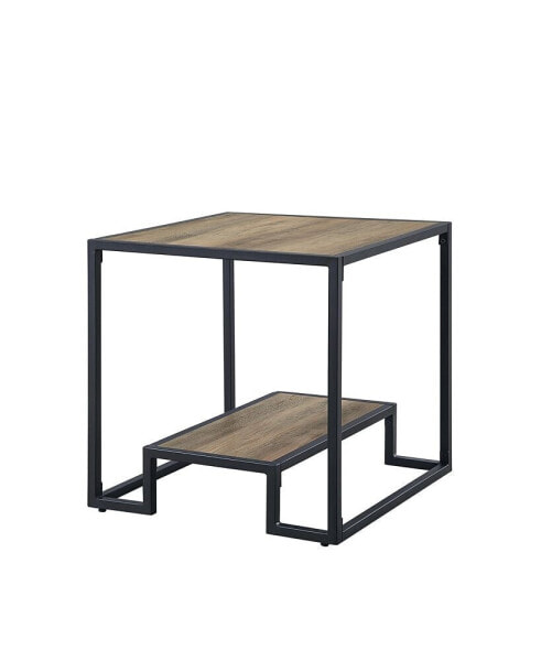 Idella End Table in Rustic Oak & Black Finish