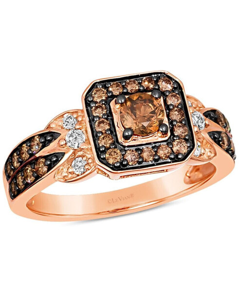 Chocolate Diamond & Nude Diamond Halo Double Row Ring (3/4 ct. t.w.) in 14k Rose Gold